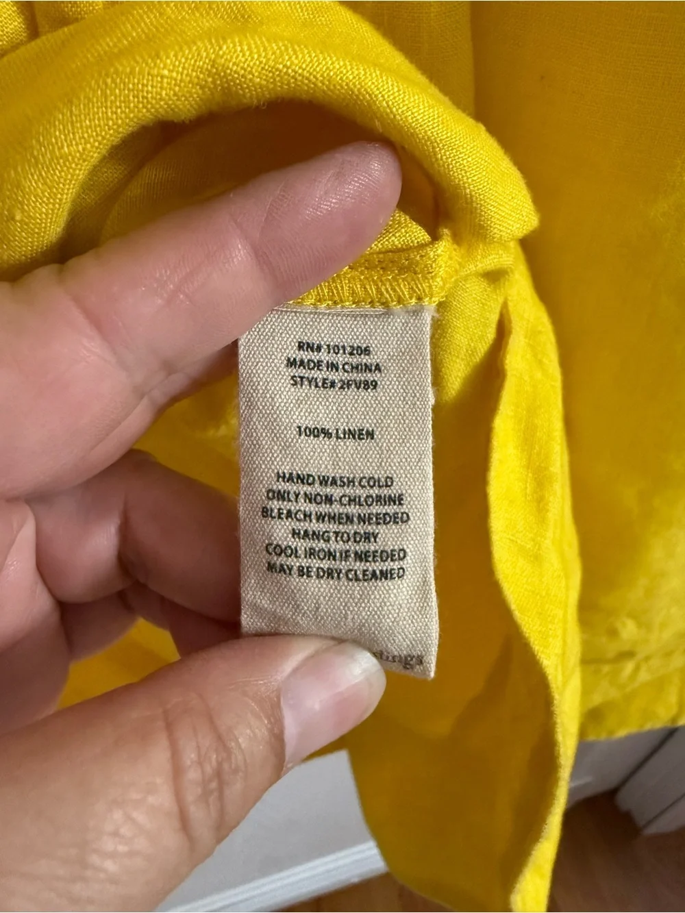 Soft Surroundings 100% Linen Women’s Yellow Bell Sleeve Dress Sz L. AG-60